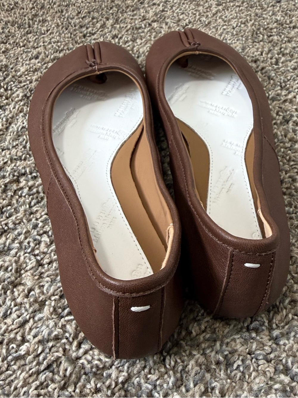 Maison Martin Margiela Brown Tabi Leather Ballet Flats - Picture 5 of 5